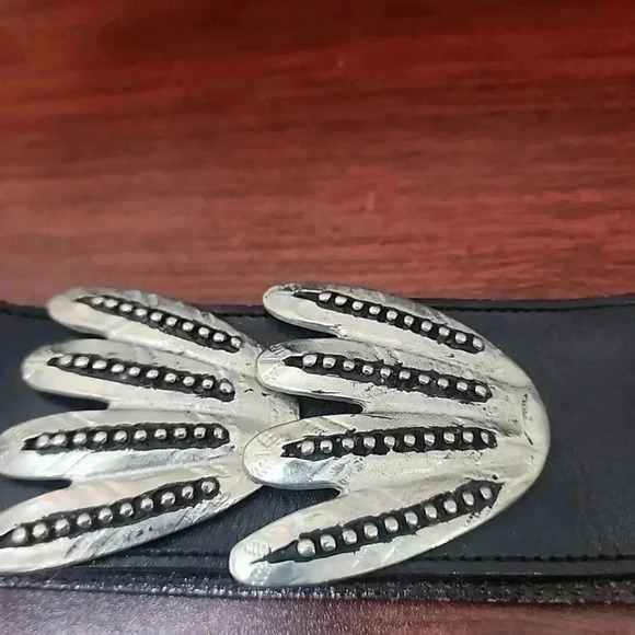 WOMENS Vintage Leather Big buckle belt - Picture 3 of 15